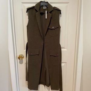 ASOS Long Olive Military Style Duster with Pockets and Waist Belt